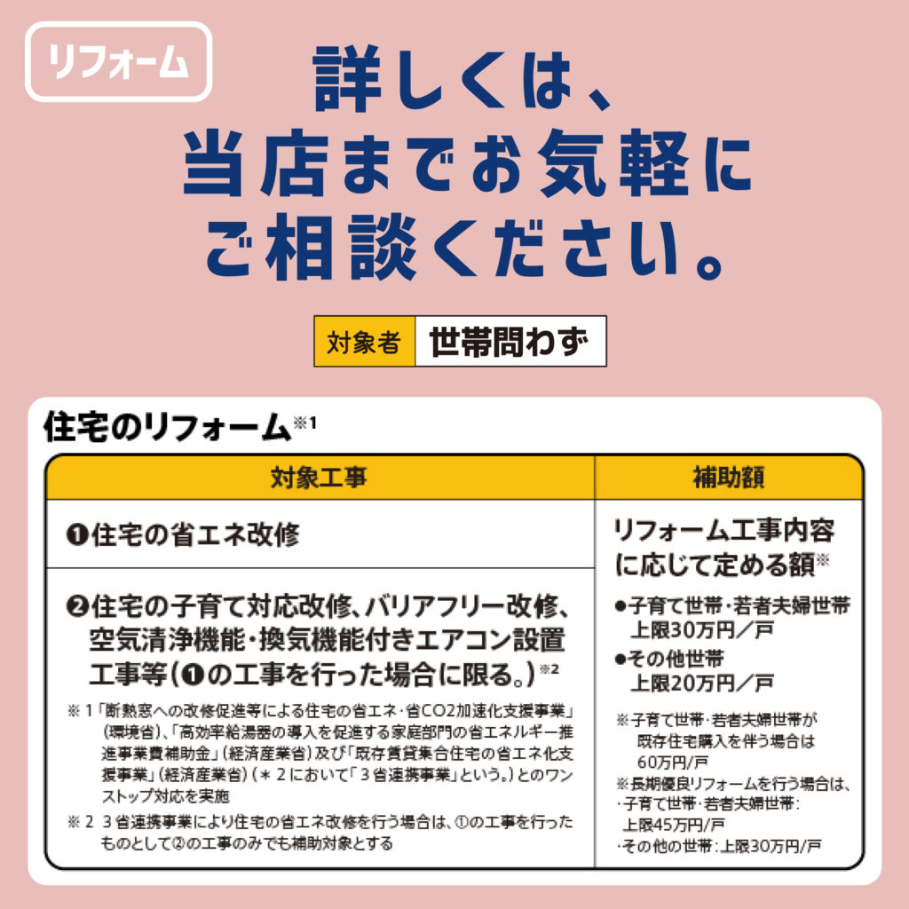 子育てエコホーム事業リフォームの概要