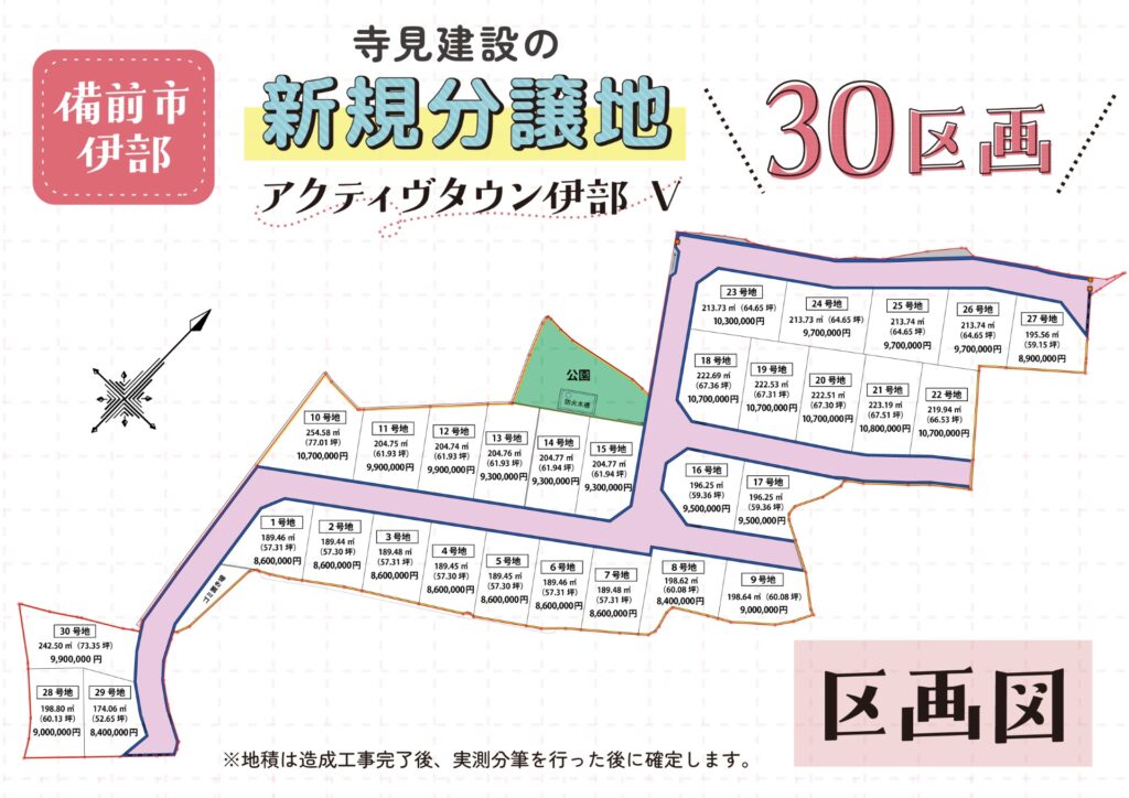 アクティヴタウン伊部Ⅴ 区画図 販売価格面積入り